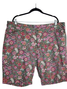 St. John's Bay Floral Print Women's Bermuda Shorts - Olive, Pink, Orange